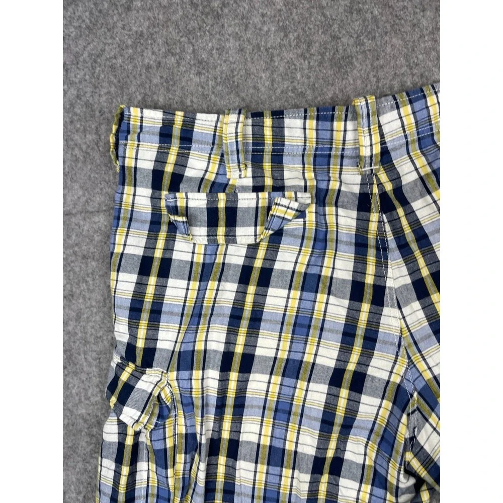 VTG Polo Jeans Company Ralph Lauren‎ Blue Plaid Cargo Shorts 40x11